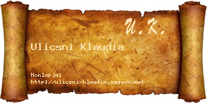 Ulicsni Klaudia névjegykártya